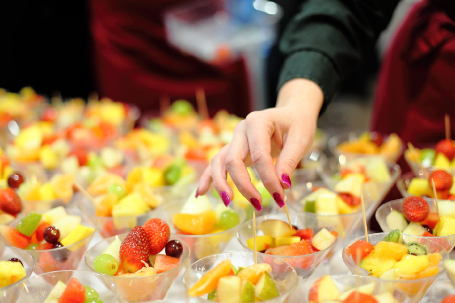 Image of mixed fruit pots created by Lady Chutney's catering.