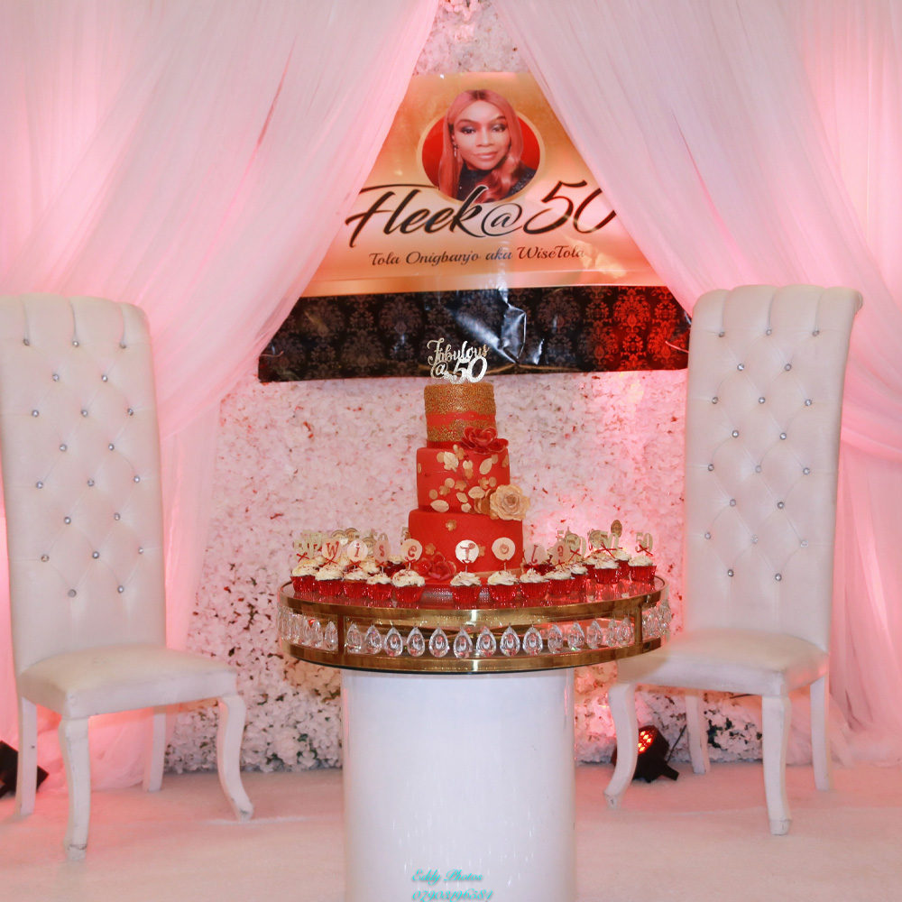 Tola 50th birthday cake and chairs photograph